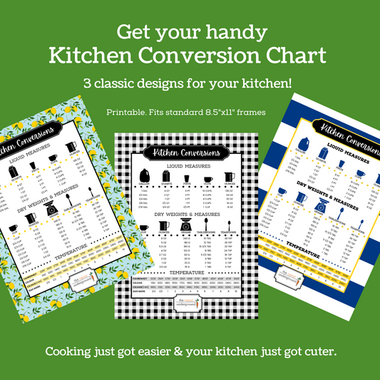 Kitchen Conversions Charts - Set of 3 (classic design)